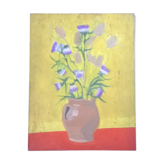 Vintage Thistle Bouquet Painting