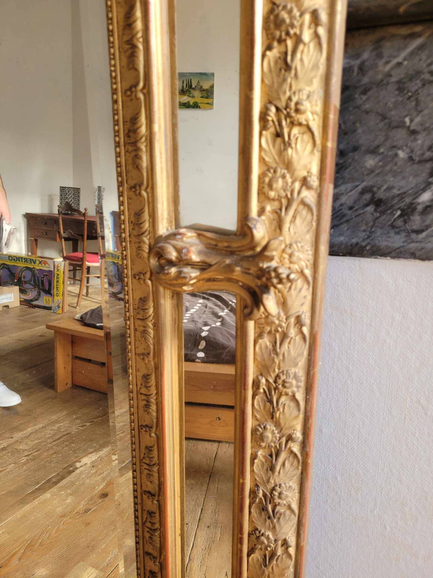 Antique mirror with glazing beads 165m/90cm