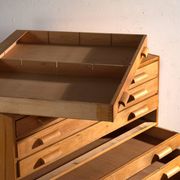 Antique plan cabinet in beech wood – Central Europe, around 1950