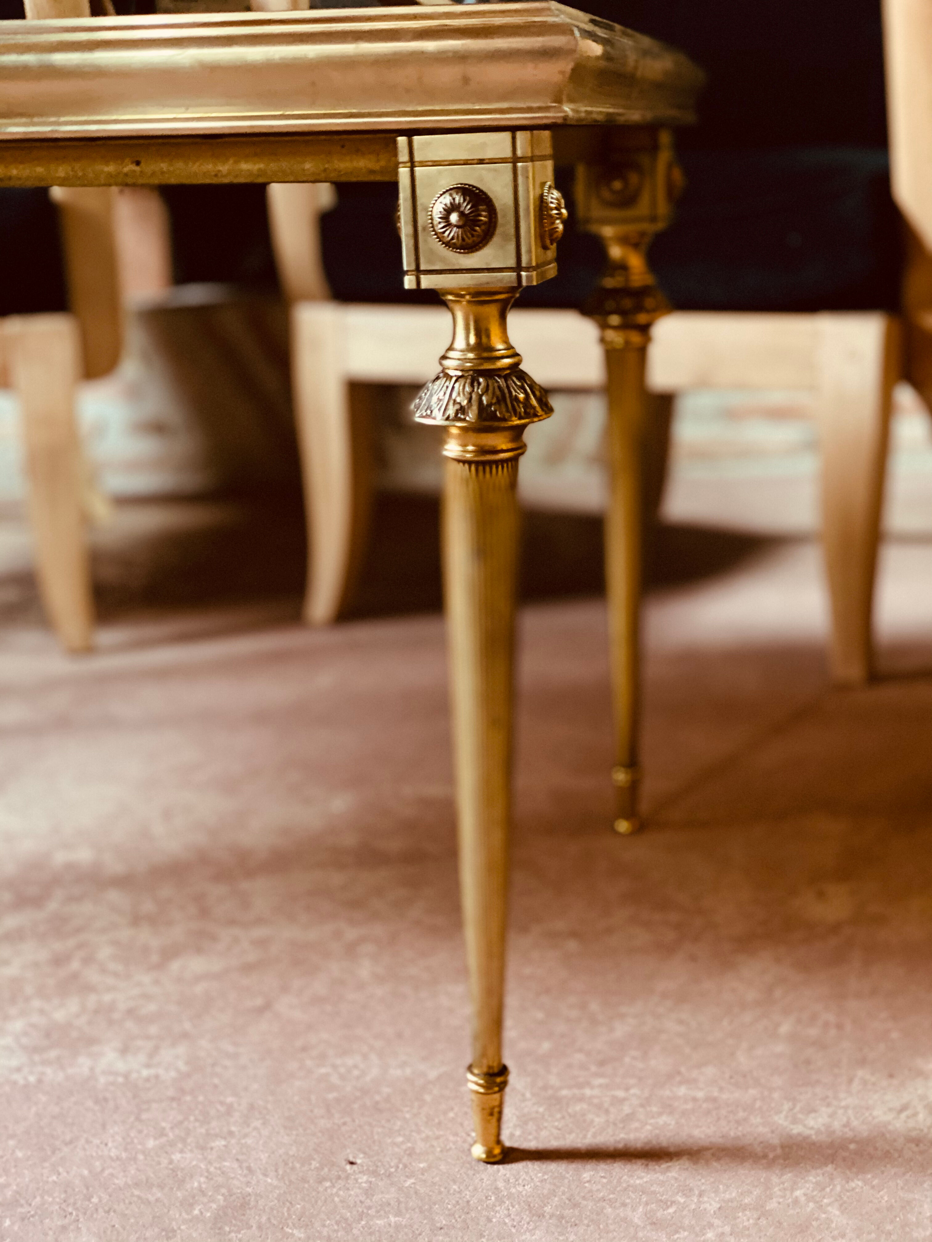 A mid-century marble top and brass frame coffee and cocktail table, circa 1960s