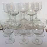 12 vintage foot glasses