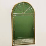 Vintage Large facet cut luxury mirror with gilded frame by Deknudt, 1980s.