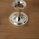 Pair of small silver candle holders with beaded borders – With Boursault box – H 7 cm