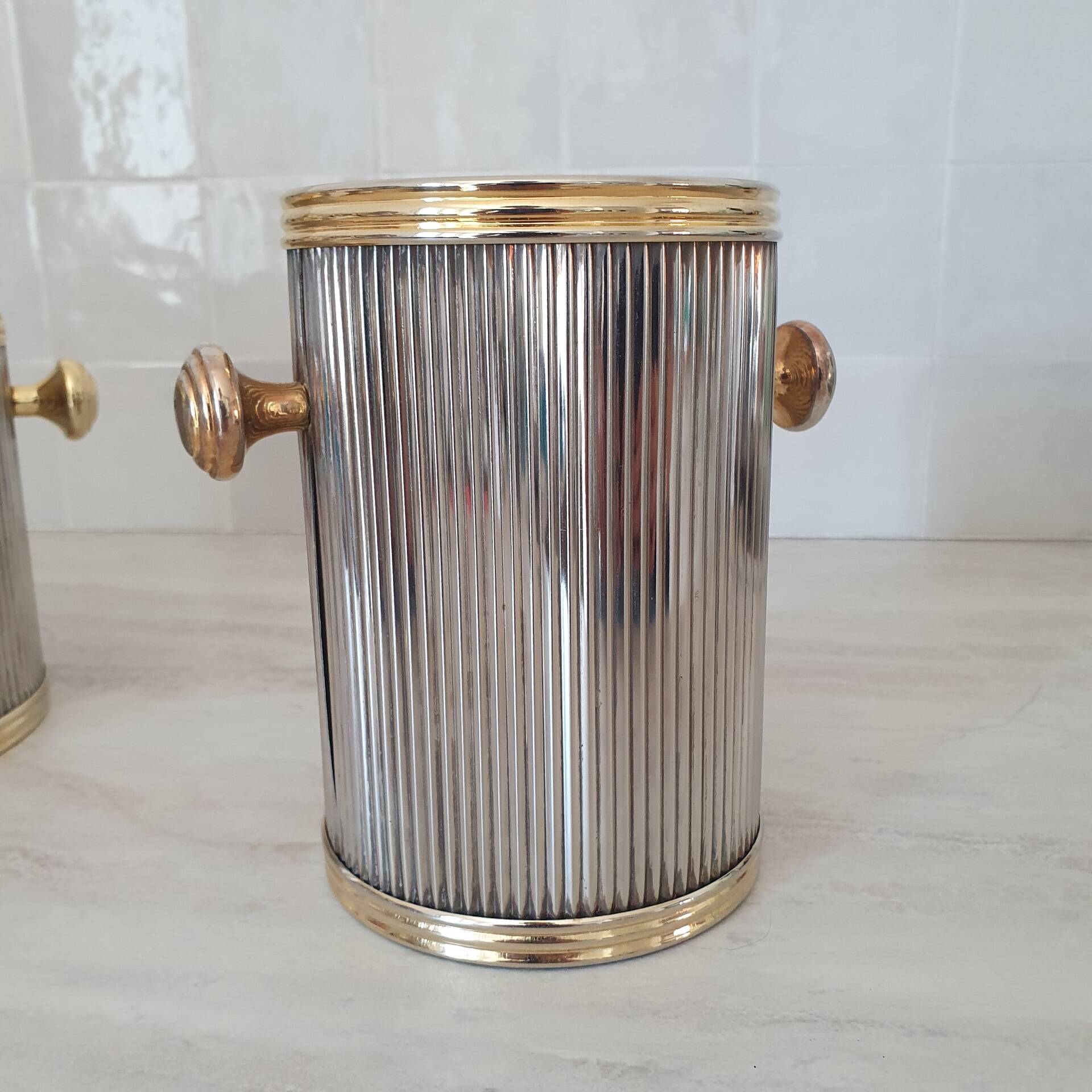 Seau à champagne et Seau à glaçons argenté et doré