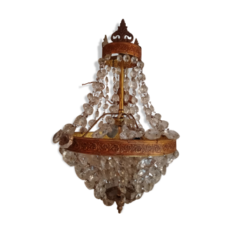 Lustre montgolfière à pampilles
