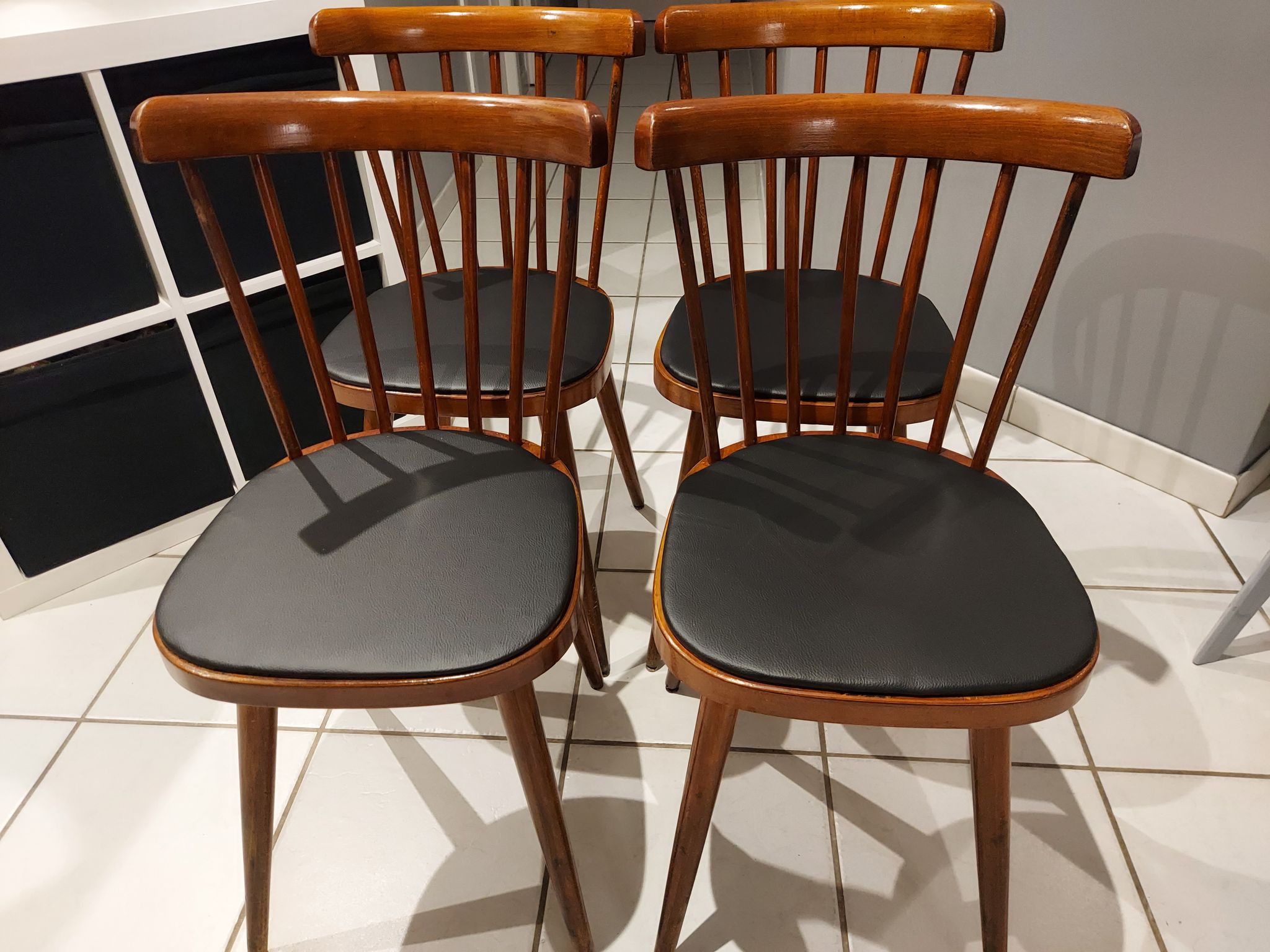 Set of 4 chairs of Bistrot Baumann model 740V, 1960