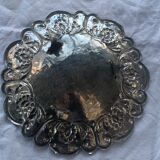 Hammered metal fruit cup vintage floral pattern