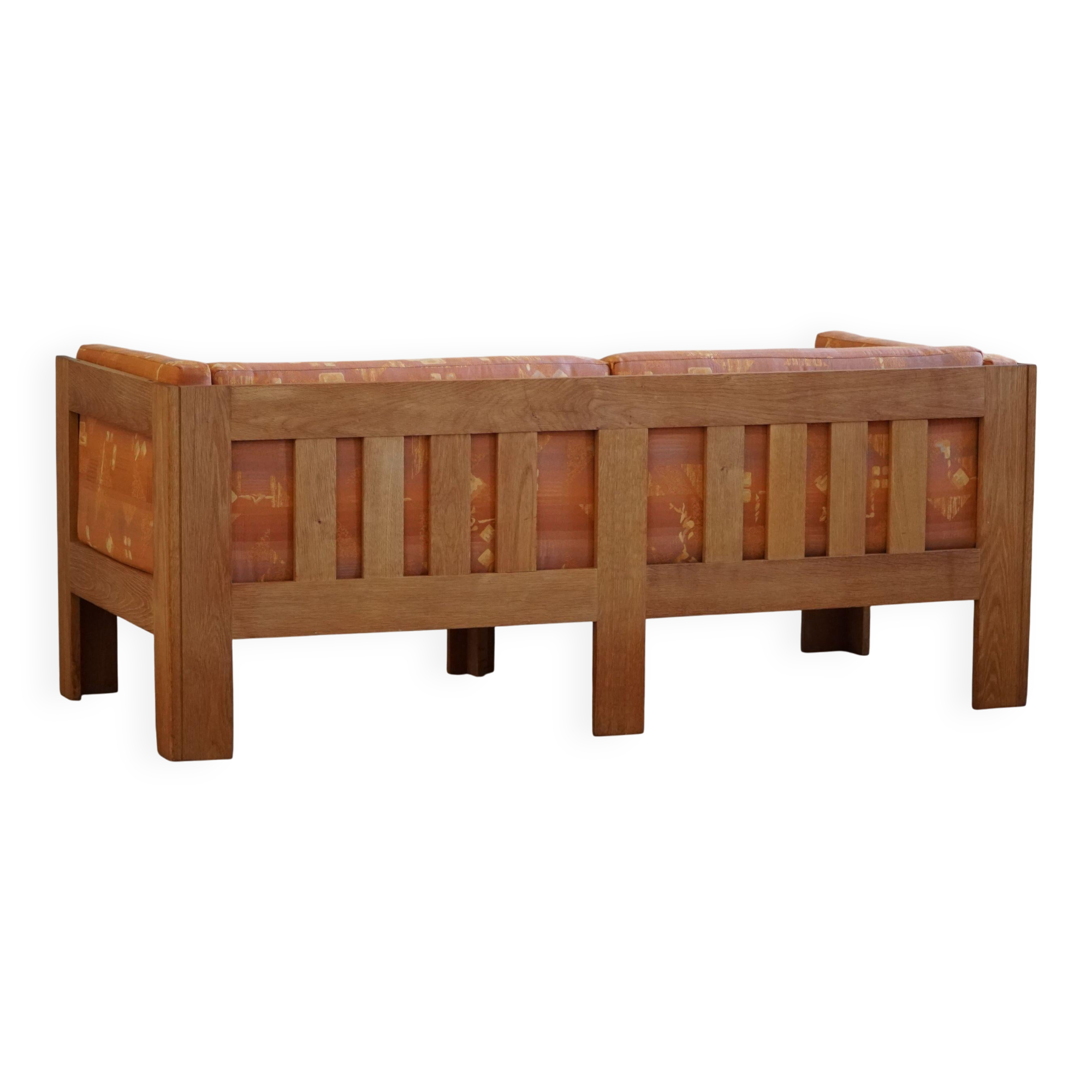 Danish Mid-Century Two-Seat Sofa in Oak, Reupholstered, by Tage Poulsen, 1960s