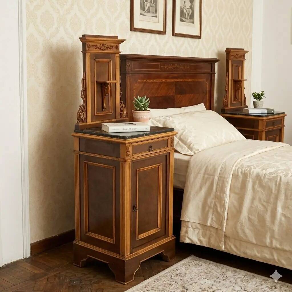Antique Art Nouveau bedside tables Italy 19th Century