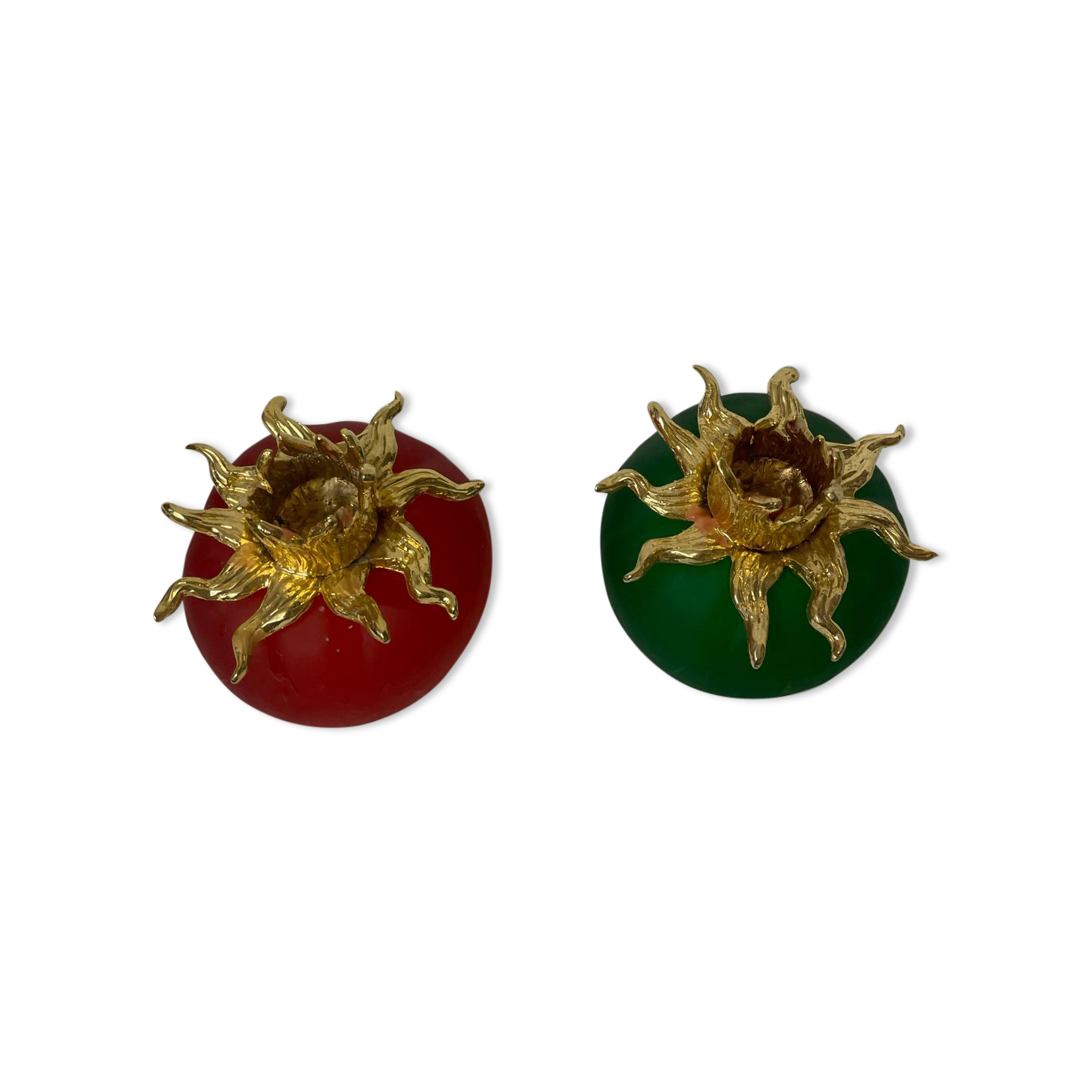 2 red and sun green candlesticks