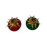 2 bougeoirs rouge et vert soleil