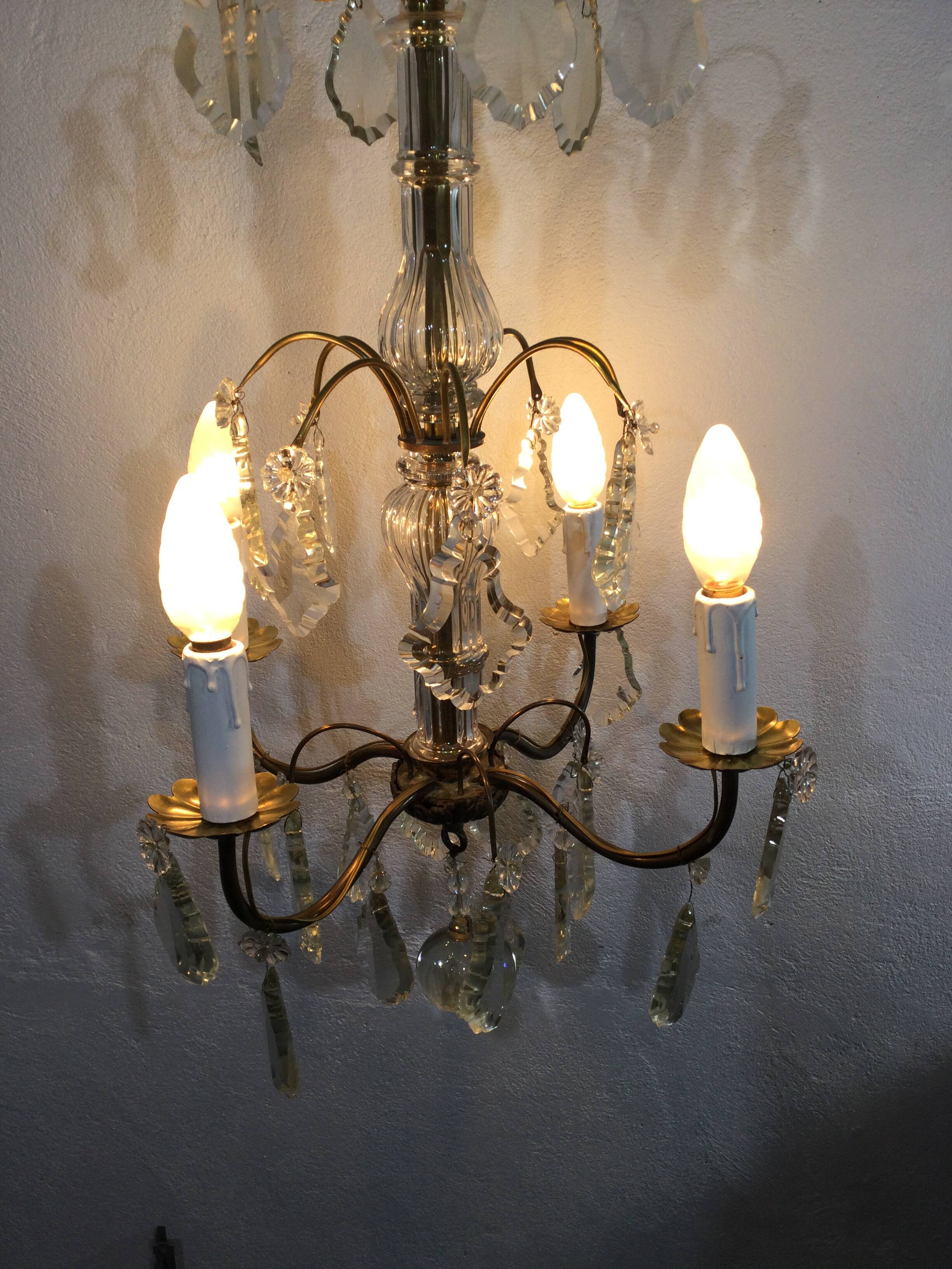 Chandelier 4 lights bronze and tassels