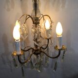 Chandelier 4 lights bronze and tassels