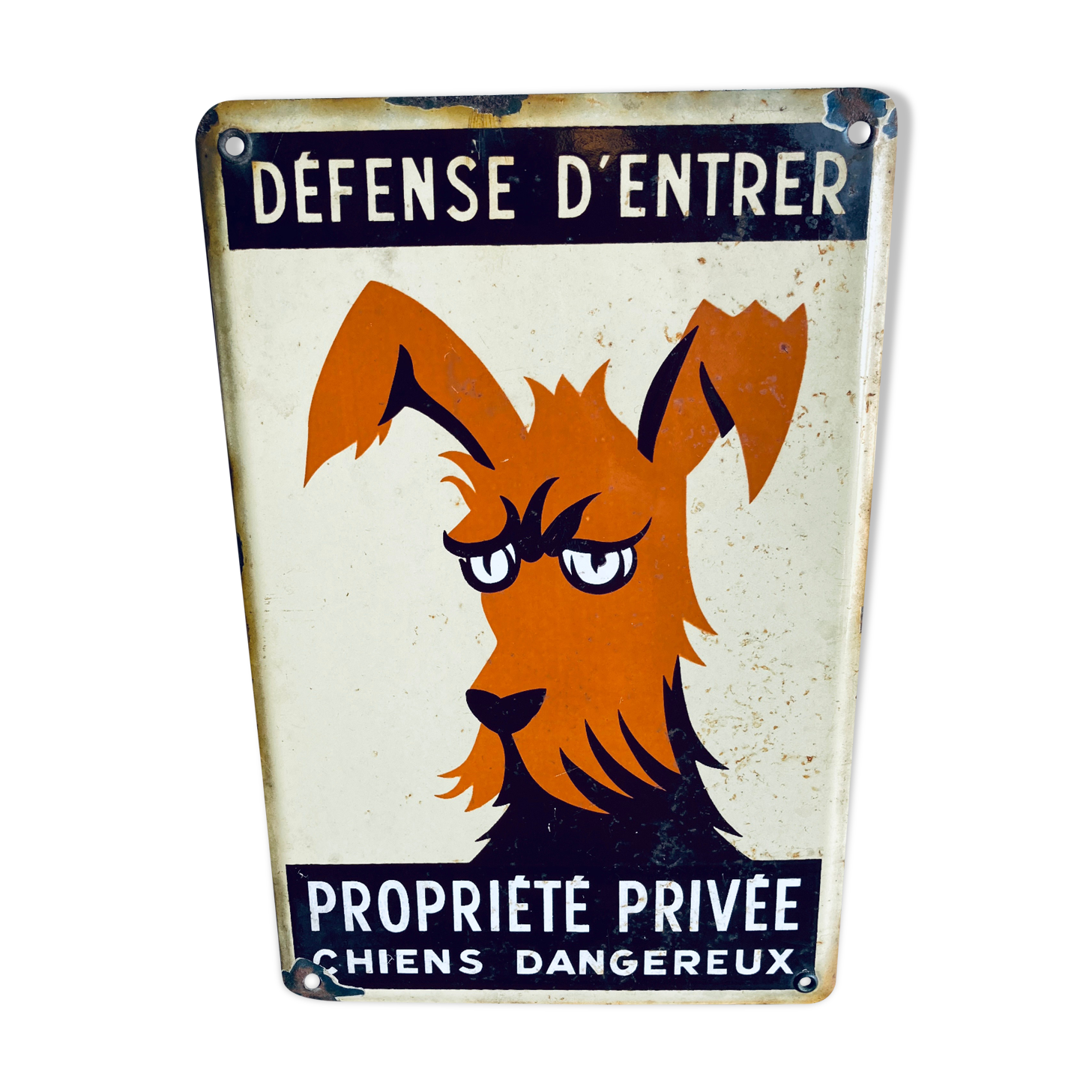 Dangerous dog enamelled plate