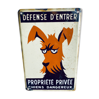 Plaque émaillée chien dangereux