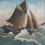 Oil on marine wood signed E.Favreau