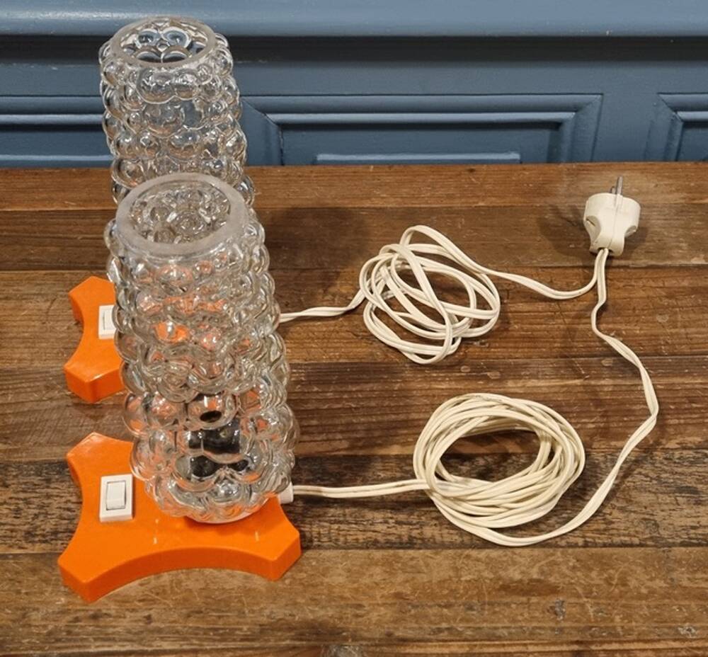Pair of psychedelic Hawill table lamps, vintage, 70s.