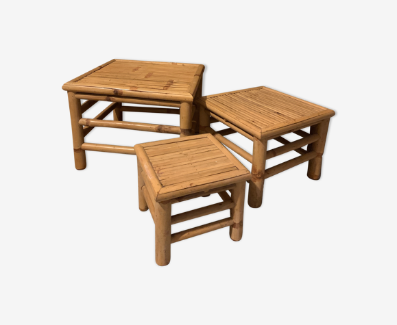 Trio de tables en bambou