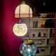 Suspension cascade triple globes anciens verre et opaline