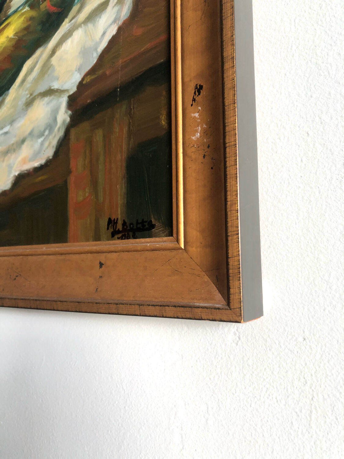Nature morte, signée, années 90, cadre dorée