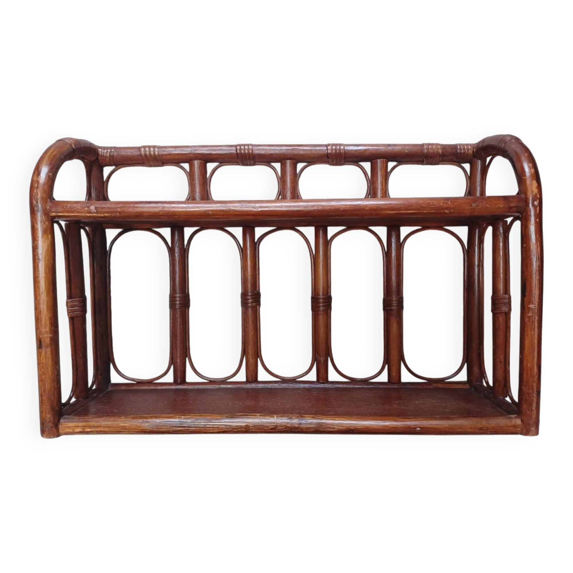 Vintage rattan wall shelf