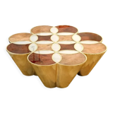 Sublime Ethnos coffee table - walnut root, marble, gold leaf finish and varnish