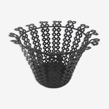Pot cover in black perforated metal 50/60s