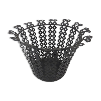 Pot cover in black perforated metal 50/60s