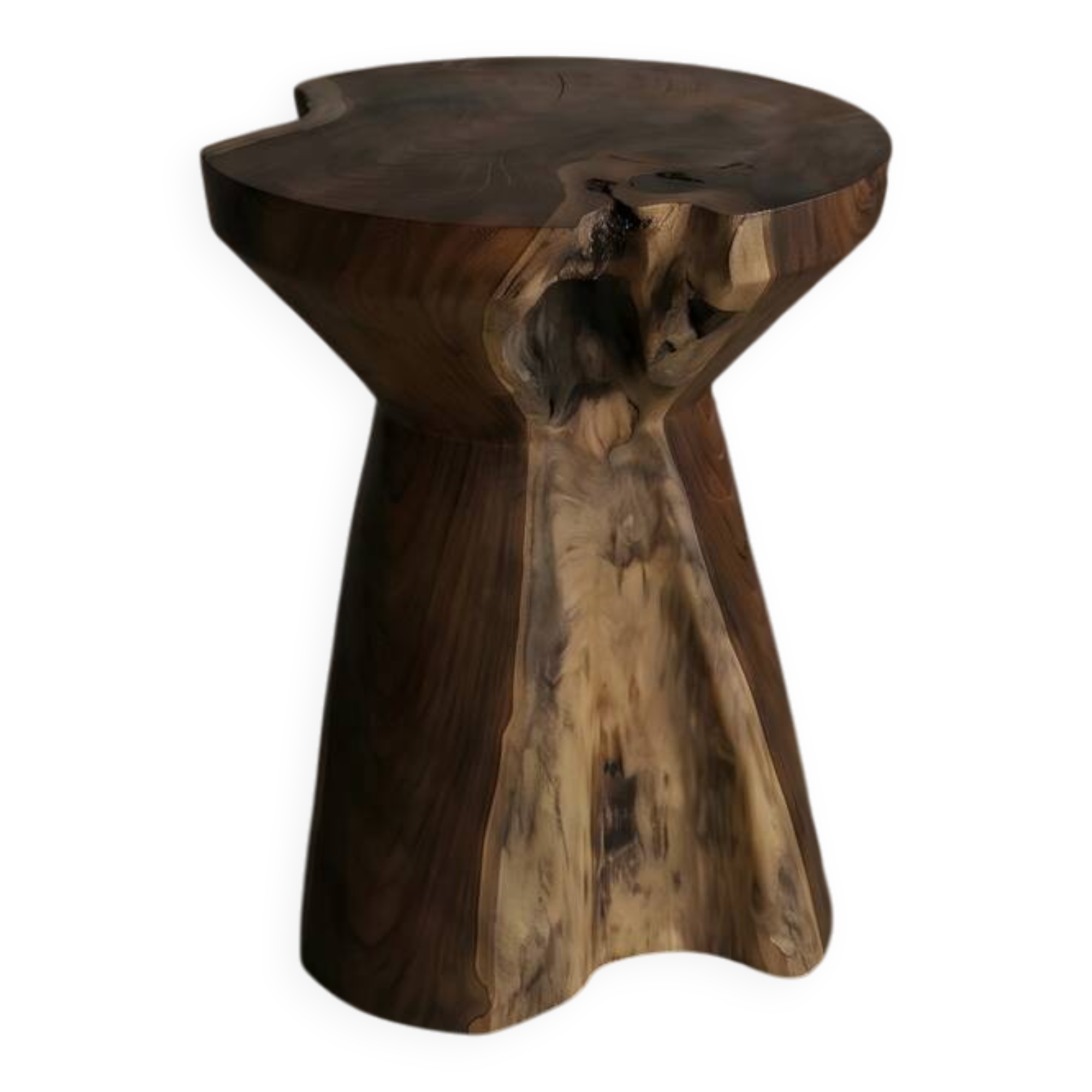 KARA side table stool in hand-carved solid recycled teak