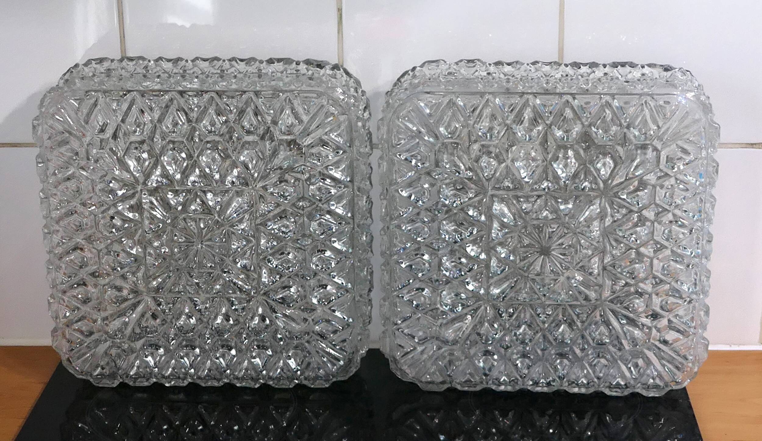 Pair of wall lights or ceiling lights Limburg Glashutte 1960s