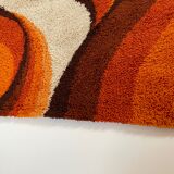 Large Psychedelic "WAVE"High Pile Rug by Prinstapijt Desso, Netherlands 1970s