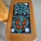 Rare oak and ceramic floor lamp – Guillerme et Chambron, 1950s