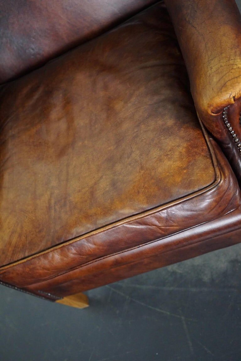 Vintage Dutch leather club armchair