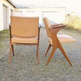 Pair wood bridge armchairs
