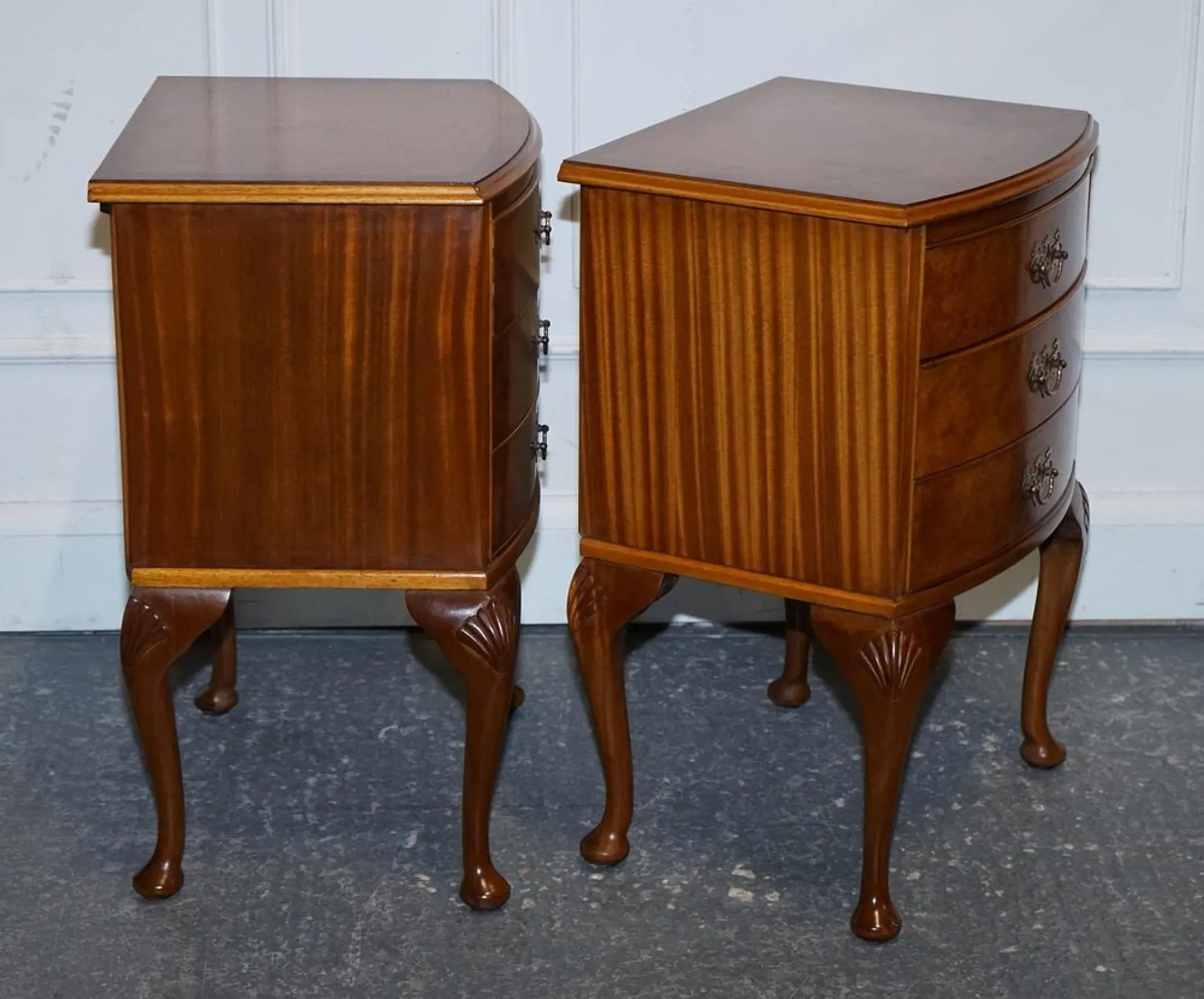 Art Deco Walnut Burl Bedside Tables, Set of 2