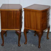 Art Deco Walnut Burl Bedside Tables, Set of 2
