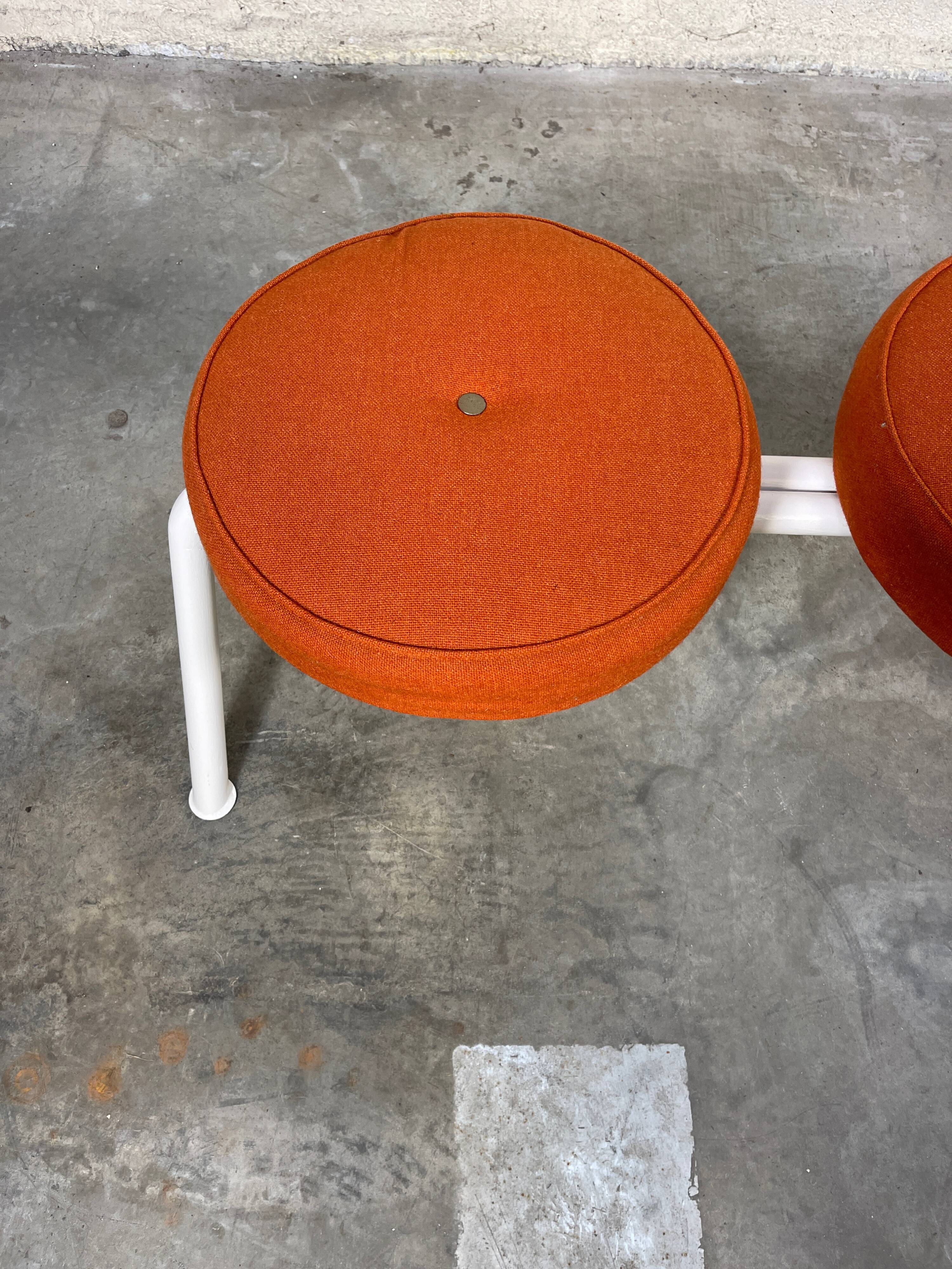 Trio bench seat orange white steel