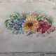 Watercolor flowers painting on paper, signed fields, undated, unframed, blue orange red naif