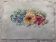 Watercolor flowers painting on paper, signed fields, undated, unframed, blue orange red naif