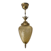 Superb amber glass and brass pineapple chandelier.