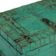 Coffre ancien vert metal et bois vieux teck piece et patine d'origine inde