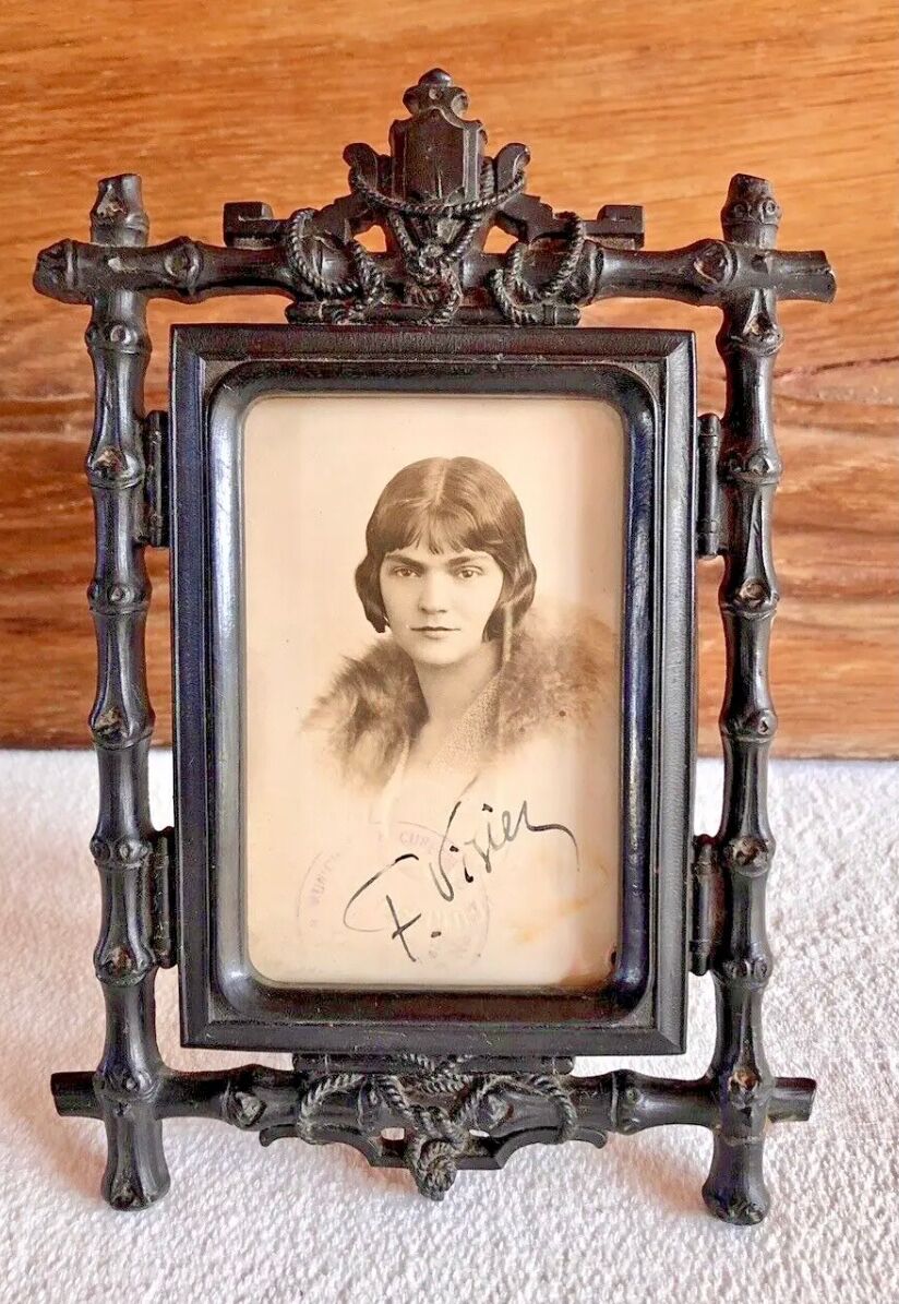 Old Napoleon III photo frame blackened hardened wood