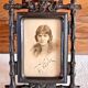 Old Napoleon III photo frame blackened hardened wood