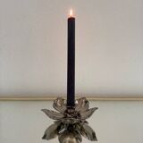 Silver metal flower ashtray candle holder