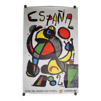 Affiche originale Coupe du Monde Football Espagne 1982 d'après Joan Miró