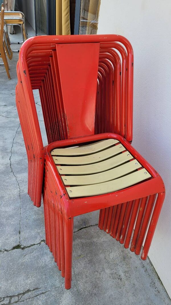Série de 12 chaises de bistrot Tolix de Xavier Pauchard modèle T4 - 1950s
