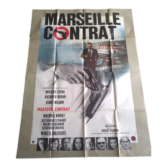 Affiche de cinéma  originale pliée année 1974 : contrat marseille  anthony quinn