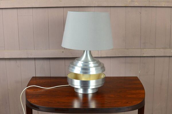 Pied de lampe en aluminium brossé, 1970