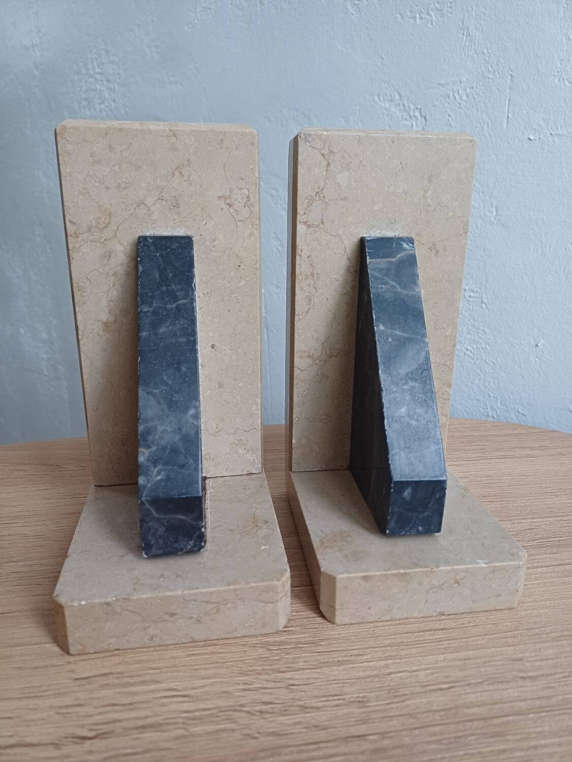 2 Stone Bookends – Art Deco Minimalist Design, France, c. 1930s–1950s