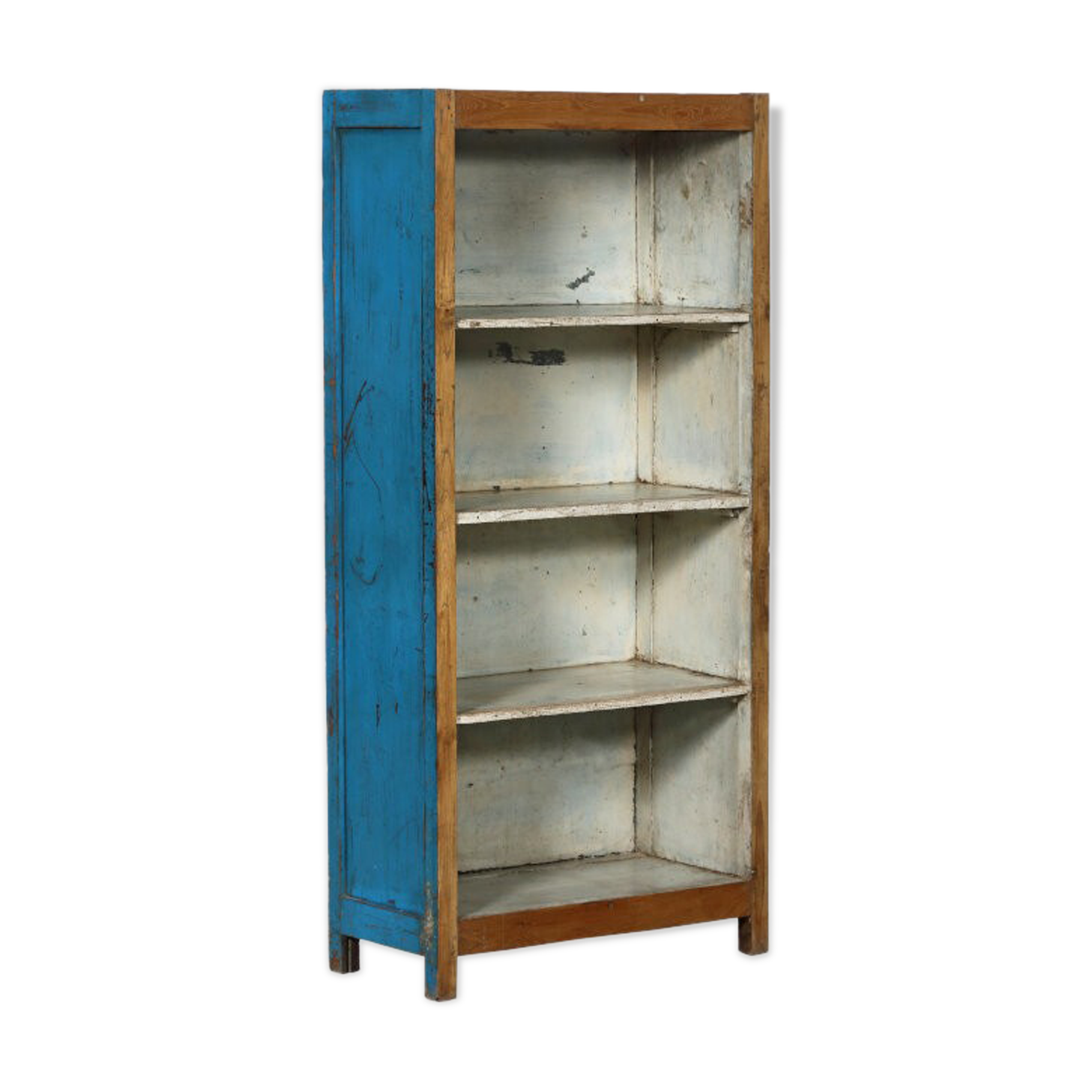 Floor library 4 tablets wood old teak piece of origin india 77x36x165cm